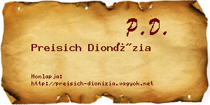 Preisich Dionízia névjegykártya